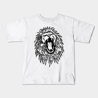 Roaring Lion Face Art Silhouette Drawing Kids T-Shirt